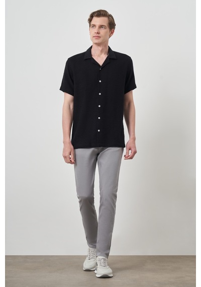 Morven Erkek Siyah Trend Keten Regular Fit Apaş Yaka Kısa Kol Gömlek 25ys004012001 Siyah Siyah Morven Erkek Siyah Trend Keten Regular Fit Apaş Yaka Kısa Kol Gömlek 25ys004012001 Siyah Siyah