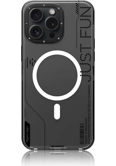 Apple iPhone 16 Pro Uyumlu Kılıf Magsafe Şarj Özellikli Çıkarılabilir Arka Yüzeyli Youngkit Mecha Siyah