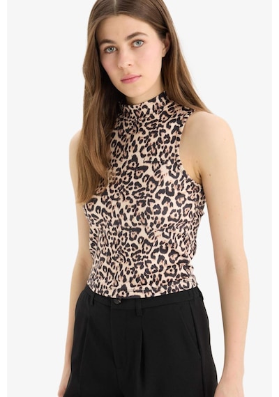 DeFacto Slim Fit Dar Kesim Leopar Desenli Yarım Balıkçı Yaka Atlet D5542AX25SPBN287
