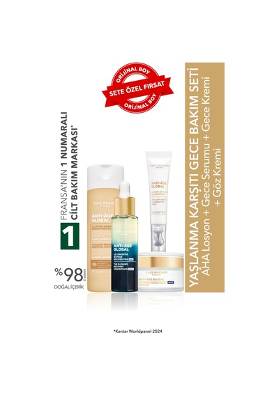 Yves Rocher Yaşlanma Karşıtı Gece Bakım Seti- Gece Serumu 30ml&gece Kremi 50ml &göz Kremi 15ml&aha Losyon 122ml