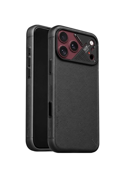 A18 İphone 18 Pro Uyumlu Aramid Fiber Parçacık Dokulu Meka Tasarım Darbe Emici Kılıf Siyah