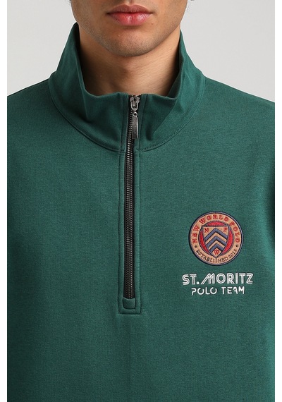 New World Polo Yeşil Slim Fit Half-zip Sweatshirt 23fwm64064-yesıl Yeşil