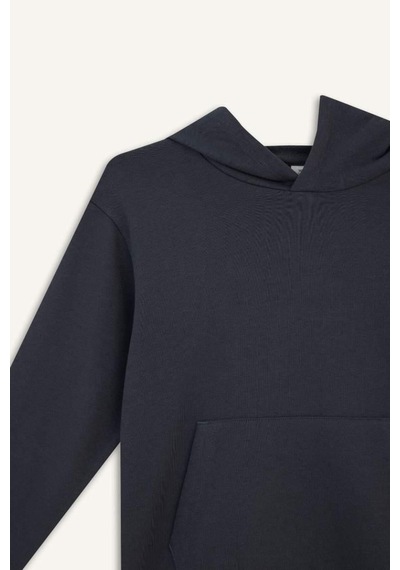 Defacto Erkek Çocuk Basic Düz Kapüşonlu Sweatshirt E9558a825auar126 Antrasit