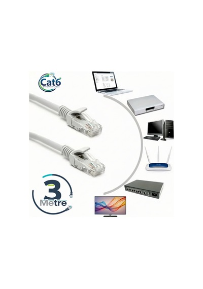 Gabble Cat6 Yüksek Hızlı Ethernet Kablosu Gigabit İnternet Ağ Kablosu Tak Kullan 3 Metre