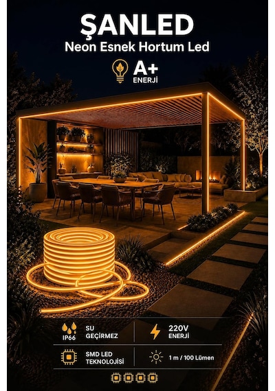 Tr Neon Esnek Hortum Şerit Led Beyaz,gün Işığı,kırmızı, Yeşil,mavi,amber Rengi + 220v Fiş/1,2,3,4,5,10,15,20,25, Genel 56340322