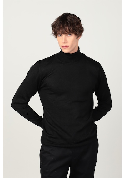Tudors Slim Fit Dar Kesim Tam Boğazlı Yaka Düz Yün Erkek Kazak-23918 Çok Renkli