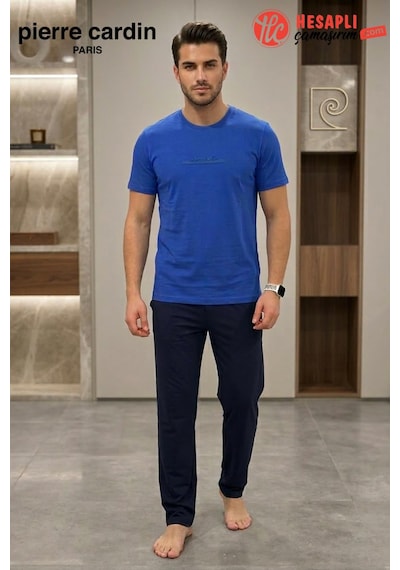 Pierre Cardin Paris Premium Erkek %100 Pamuklu Rahat Kalıp Cepli Kısa Kollu Pijama Takım Saks Pierre Cardin Paris Premium Erkek %100 Pamuklu Rahat Kalıp Cepli Kısa Kollu Pijama Takım Saks