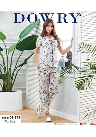 Dowry 08-818 Kısa Kollu Bayan Pijama Takımı-2303-KATALOG RENGİ Çok Renkli