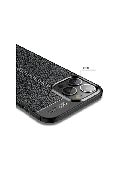 Smcase Apple Uyumlu iPhone 13 Pro Max Kılıf Deri Dokulu Silikon Nano Ekran