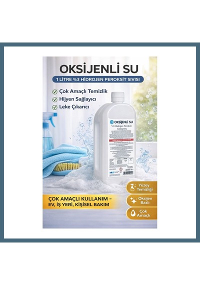 Agc Uygun Sepet Oksijenli Su 1 Litre %3 Hidrojen Peroksit Solüsyonu Çok Amaçlı Temizlik Ve Hijyen Sıvısı 1 Adet Agc