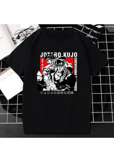 Noıssey Kırmızı Etiket Gala Unisex Jojo Tuhaf Macera T-shirt Model38 16744 Siyah