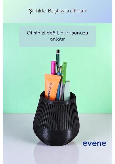 Kalemlik Masa Kalemliği Organizer Kalemlik Siyah Renk Model 88 Çok Renkli