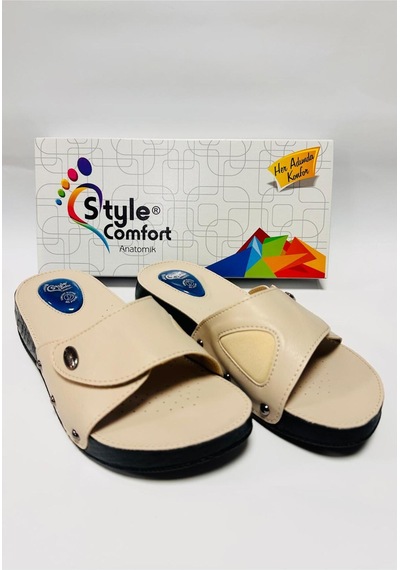 Style Comfort Ortopedik Halluks Valgus Anatomik Taban Kemik Çıkıntısı Ve Topuk Dikeni Terliği Cırtlı Schwjl.03 Bej