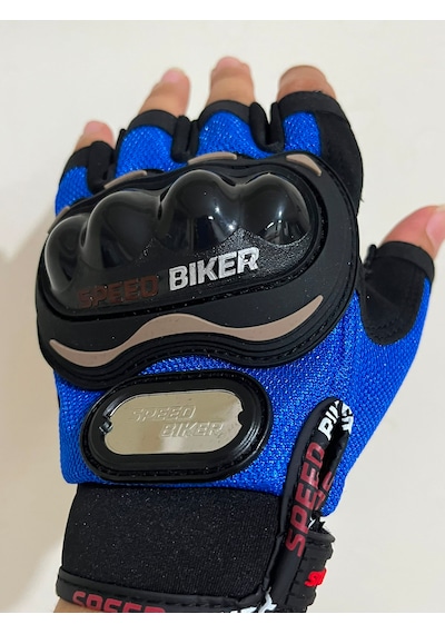 Speed Biker Kısa Parmak Yazlık Motosiklet Eldiveni Mavi Ce En 13594 Sertifikalı XL