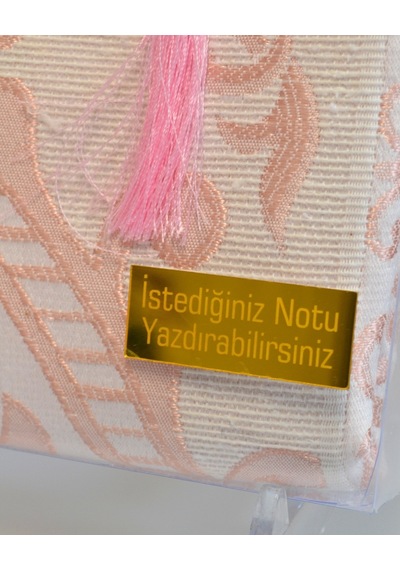 Kişiye Özel Pamuk Dokulu Seccade Ve İnci Tesbih Özel Hediye Seti Pembe