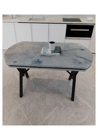 Avenza Living 70 120 Sabit Gofret Yemek Masası Gri - Mermer
