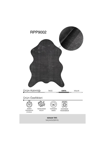 Aura Peluş Post Şeklinde Halı Antrasit Yumuşak Kaymaz Tabanlı Yıkanabilir Modern Salon Antre Oturma Odası Halısı