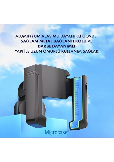 Bisiklet Gidon Bağlantılı Telefon Tutucu 360 Döner Başlık Kilit Mekanizmalı 3.5-6.8 İnç Uyumlu Kaymaz Silikon Pedli Bisiklet Telefon Tutucu - Al5741 Siyah