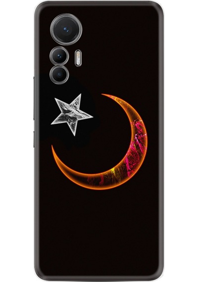 Xiaomi 12 Lite Kılıf Resimli Desenli Silikon Platinium Series Ay Yıldız 1884