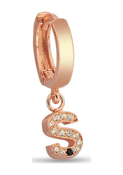 Ş Harfi Sallantılı 925 Ayar Gümüş Rose Tek Küpe - 12084202 Rose Gold