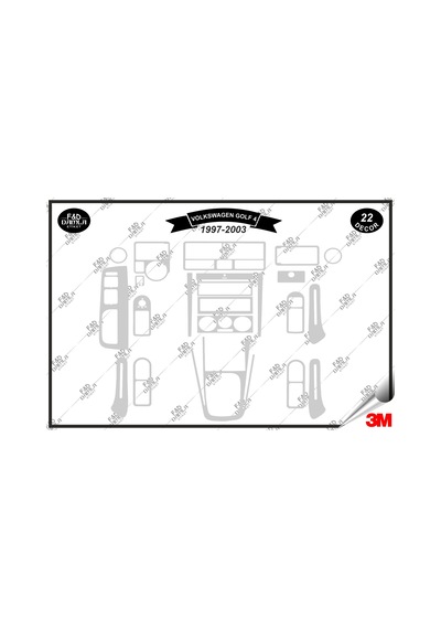 Volkswagen Golf 4 1997-2003 Torpido Konsol Trim Göğüs Maun Kaplama Set 22 Parça Gümüş Renk