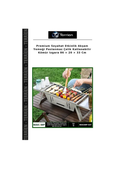 Premium Seyahat Etkinlik Akşam Yemeği Paslanmaz Çelik Katlanabilir Kömür Izgara 86 20 33 Cm Çok Renkli