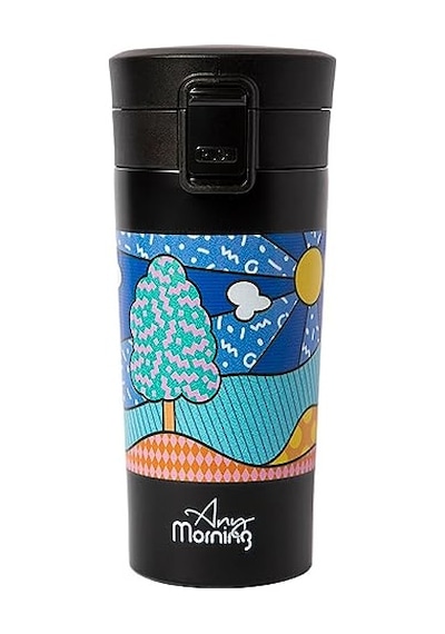 380 Ml Paslanmaz Çelik Termos Mug, Çift Katmanlı, Sızdırmaz Kapaklı, Siyah Ba21522 Çok Renkli