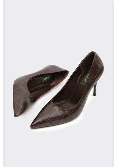 Derinet Jade Topuklu Stiletto Kahve Croco Kahve Croco