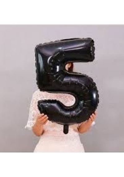 5 Yaş Siyah Folyo Balon 34 Inc 76 Cm Tüm Yaşlar