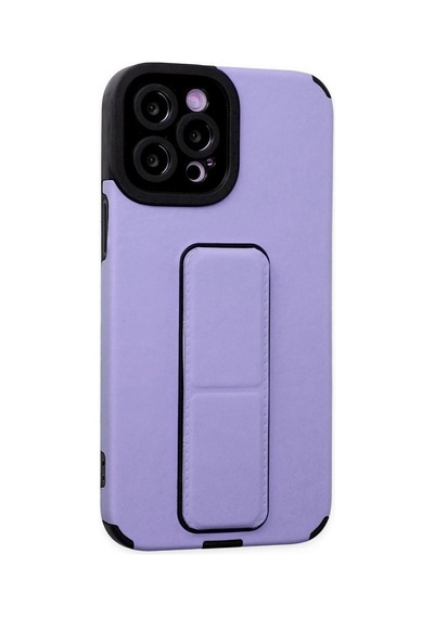 Apple iPhone  Uyumlu  12 Pro Max Kılıf Mega Standlı Silikon - Lila
