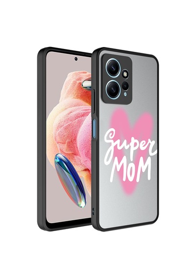 Xiaomi Redmi Note 12 4g Kılıf Aynalı Desenli Kamera Korumalı Parlak Zore Mirror Kapak - Fragile