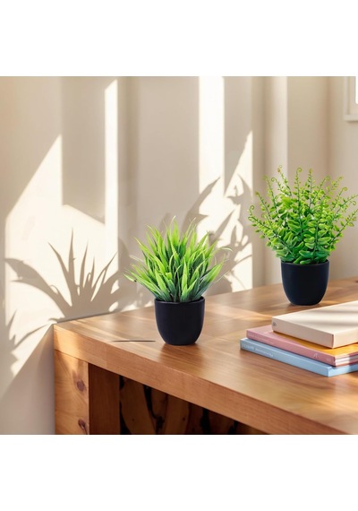 4 Paket Küçük Sahte Bitkiler Plastik Mini Yapay Saksı Bitkileri Masa Raf Banyo Ofis Ev Süslemeleri Diğer