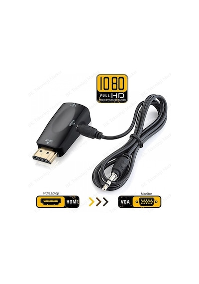 Hdmı Erkek To Vga Dişi Audio Girişli Hdmı To Vga