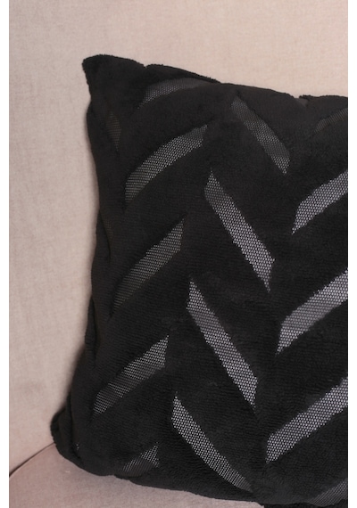 Chevron Welsoft Jakarlı Dekoratif Kırlent Kılıfı 43x43 Cm - Ztchevron Siyah-
