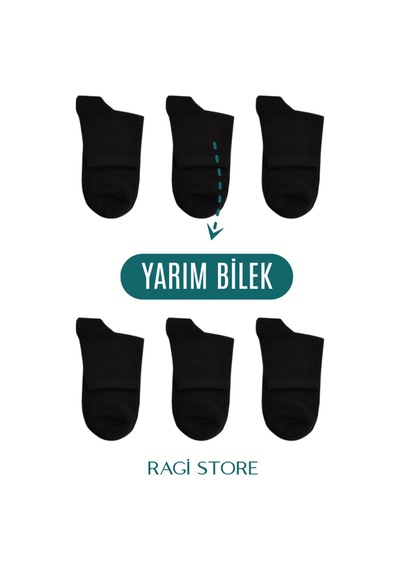 Ragi Store 6'lı Siyah Ve Beyaz Erkek Yarım Bilek Çorap Çok Renkli