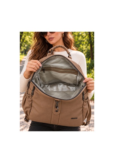 Just Polo Kadın Günlük Şık Ve Fonksiyonel Model Çok Bölmeli Sırt Çantası 377039gny Kum