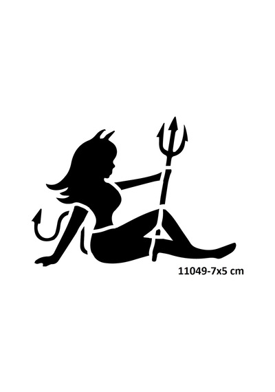Airbrush Tattoo Şeytan Kız Stencil Süsleme Ve Boyama Kalıbı