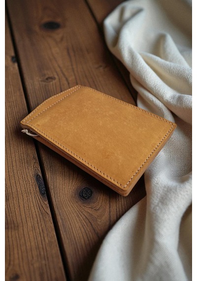 Clavel Klipsli Premium Hakiki Deri Kartlık Cüzdan Camel