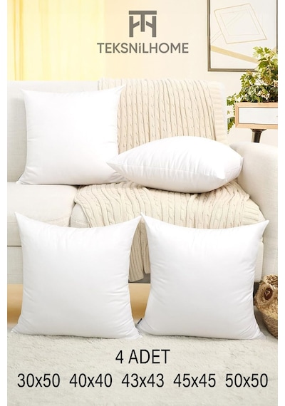 4 Adet Kırlent İç Yastık Boncuk Silikon 5 Ebat Premıum Koltuk Dekor Yastığı 43 x 43