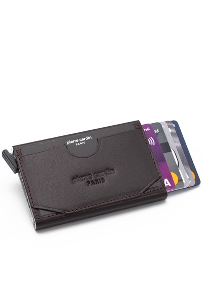 Pierre Cardin Unisex Otomatik Deri Kartlık 0274 Kahverengi