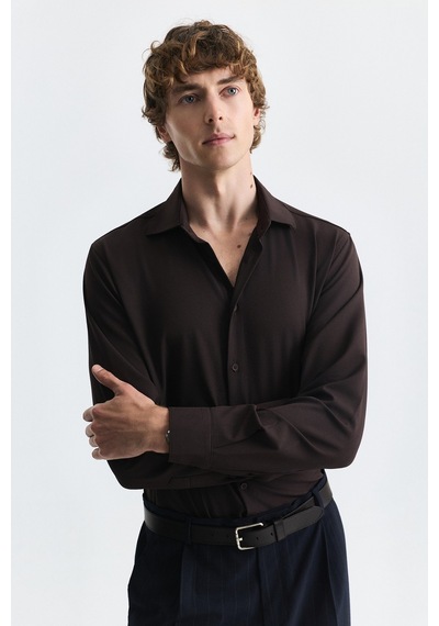 Antioch Comfort Slim Fit Gömlek Kahve