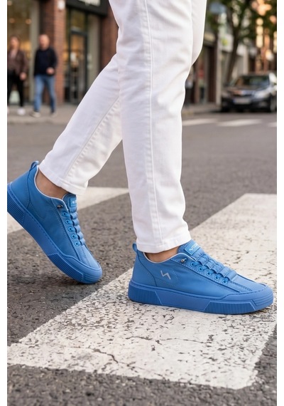 Citycomfort Mavi Kapitone Dokulu Modern Unısex Sneaker