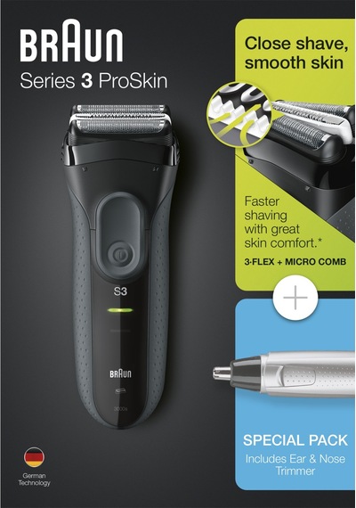 Braun 3 Serisi 3000VS Tıraş Makinesi + EN10 Kulak Burun Tüy Alma Makinesi