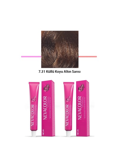 Hubrendy Tedarik 2 Li Set Premium 7.31 Küllü Koyu Altın Sarısı - Kalıcı Krem Saç Boyası 2 X 50 G Tüp