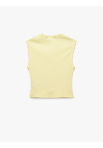 Koton Pamuklu Kolsuz Bisiklet Yaka Fitilli Slim Fit Crop Atlet Sarı 5skg30138ak Sarı