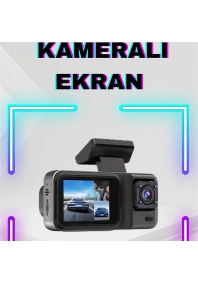 2 İnç Ips Ekranlı 1080p Full Hd 3 Kameralı Araç İçi Kamera Sistemi Ön İç Arka Kamera, 64gb Hafıza