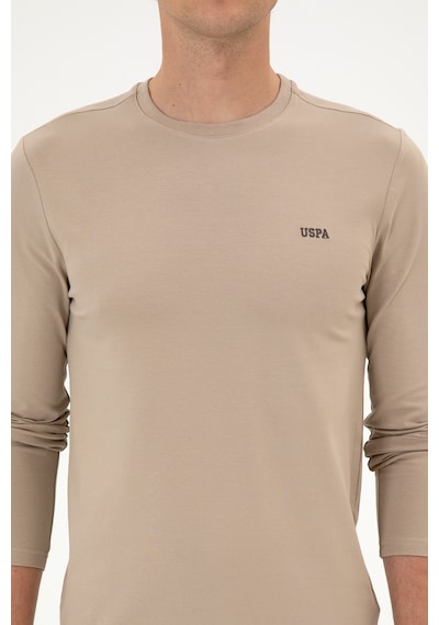 U.S. Polo Assn. Erkek Slim Fit Bisiklet Yaka Koyu Bej Süprem Basic Sweatshirt 50313744-VR088 U.S. Polo Assn. Erkek Slim Fit Bisiklet Yaka Koyu Bej Süprem Basic Sweatshirt 50313744-VR088