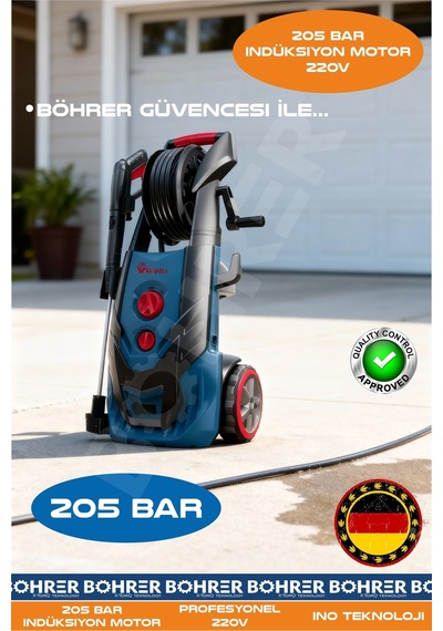 205 Bar İndüksiyon Motor 220v Yeni Nesil Teknoloji Araç Oto Yıkama Köpük Makinesi