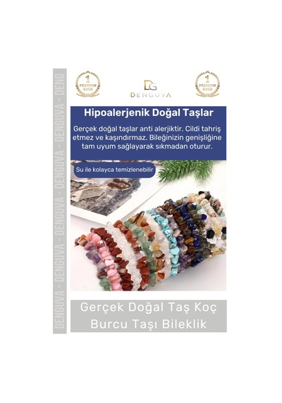 Bileklik Doğal Taş Enerjili Ayarlanabilir Su Geçirmez Kaliteli Koç Burçları Burç Unisex Bileklik Çok Renkli