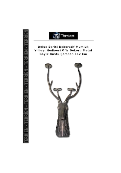 Delux Serisi Dekoratif Mumluk Yılbaşı Hediyesi Ofis Dekoru Metal Geyik Büstü Şamdan 112 Cm